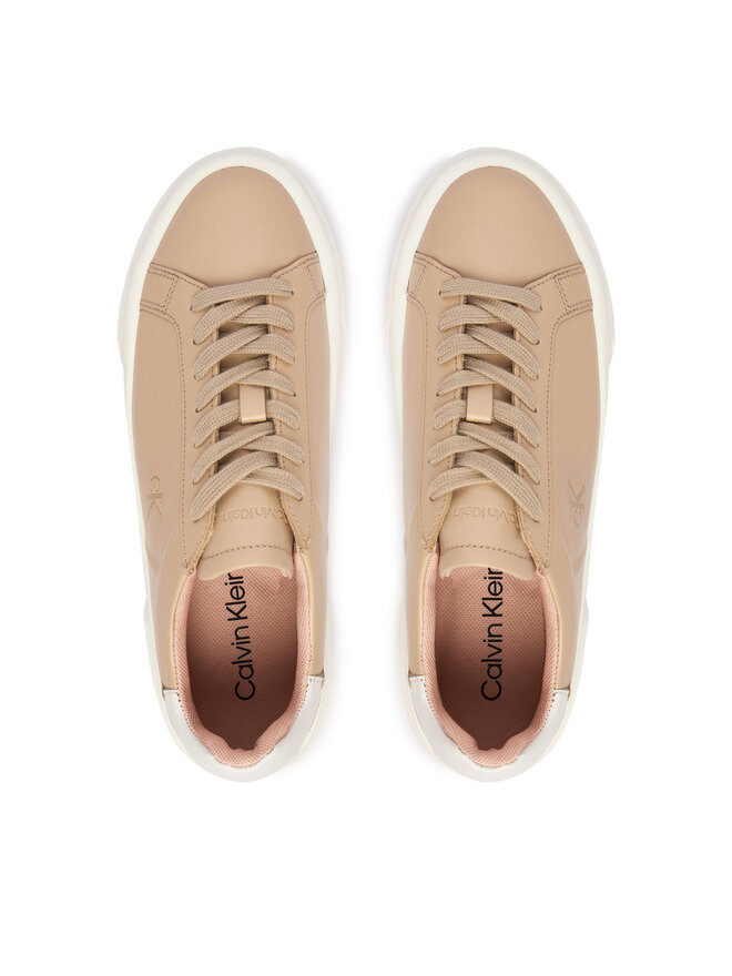 Calvin Klein Sneakers Calvin Klein Flatform Lace Up Lth YW0YW01928 Beige