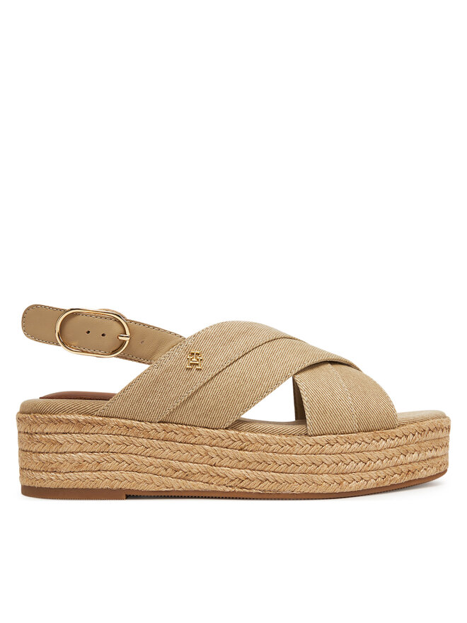 Tommy Hilfiger Espadryle Tommy Hilfiger Denim Espadrille Platform Sandal FW0FW08669 Beżowy