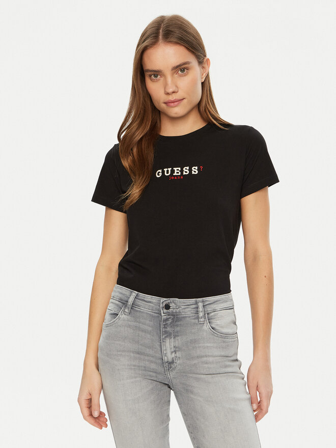 Guess Jeans Guess Jeans Marškinėliai W5RI54 J1314 Juoda Regular Fit