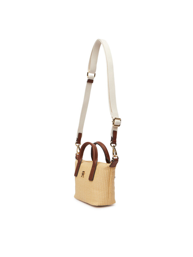 Tommy Hilfiger Handtasche Tommy Hilfiger Popette Micro Tote Raffia AW0AW18526 Beige