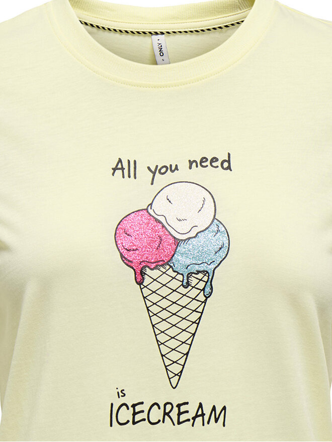 ONLY ONLY Camiseta Fun Life 15349901 Amarillo Regular Fit