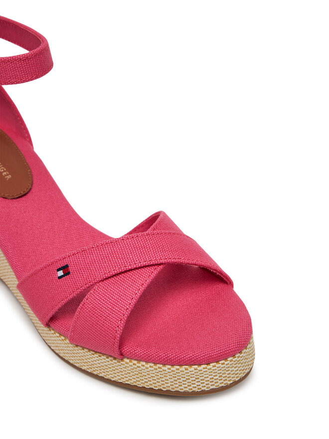Tommy Hilfiger Sandały Tommy Hilfiger Flag Criss-Cros Mid Wedge Espad FW0FW08481 Różowy