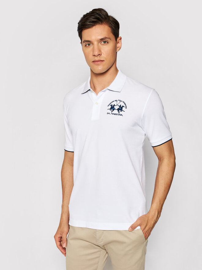 La Martina La Martina Poloshirt CCMP01 PK001 Weiß Regular Fit