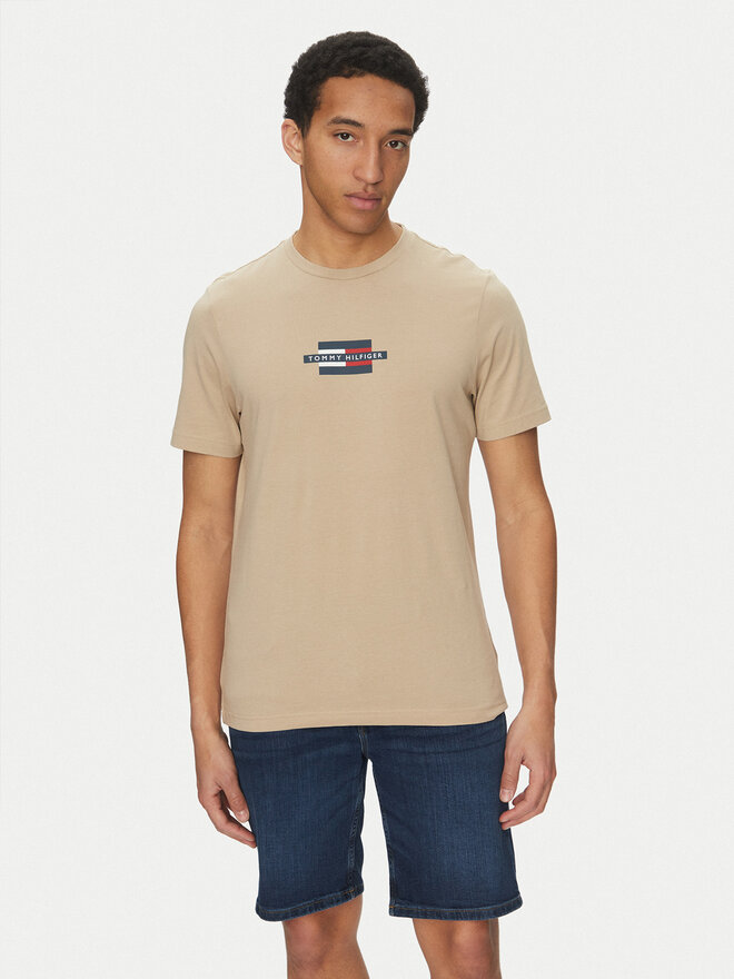 Tommy Hilfiger Tommy Hilfiger Marškinėliai Flag Box MW0MW38636 Smėlio Regular Fit