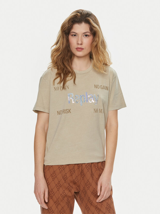 REPLAY REPLAY Camiseta W3072A.000.22658M Beis Regular Fit