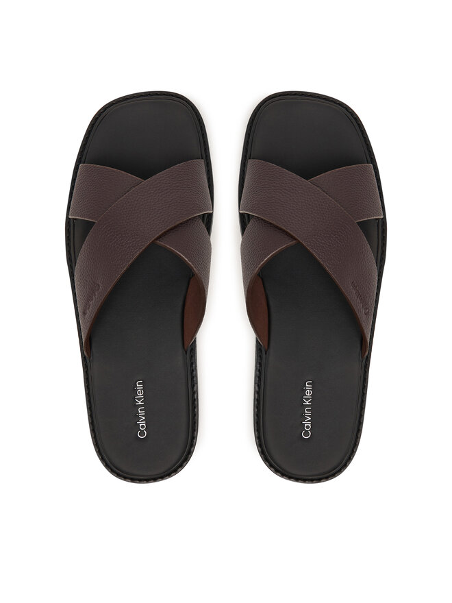 Calvin Klein Pantoletten Calvin Klein Sq Molded Sandal Xcross Lth HM0HM02235 Braun