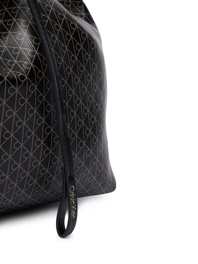 Calvin Klein Handtasche Calvin Klein Emblem Aop Drawstring Bucket LV04F3785G Schwarz