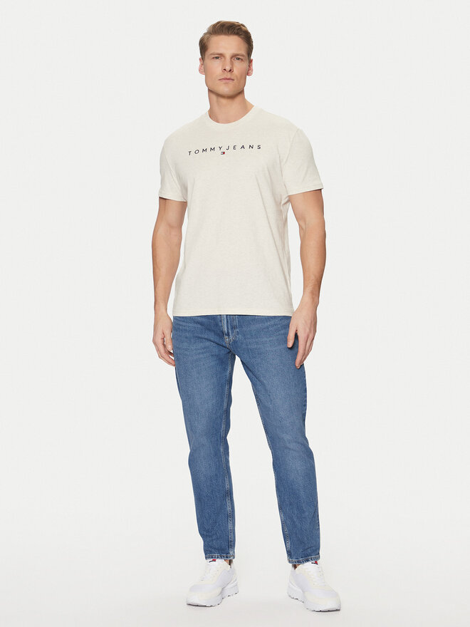Tommy Jeans Tommy Jeans Marškinėliai Linear Logo DM0DM20744 Smėlio Regular Fit