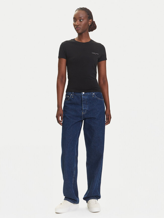 Tommy Jeans Tommy Jeans Marškinėliai Linear DW0DW21164 Juoda Slim Fit