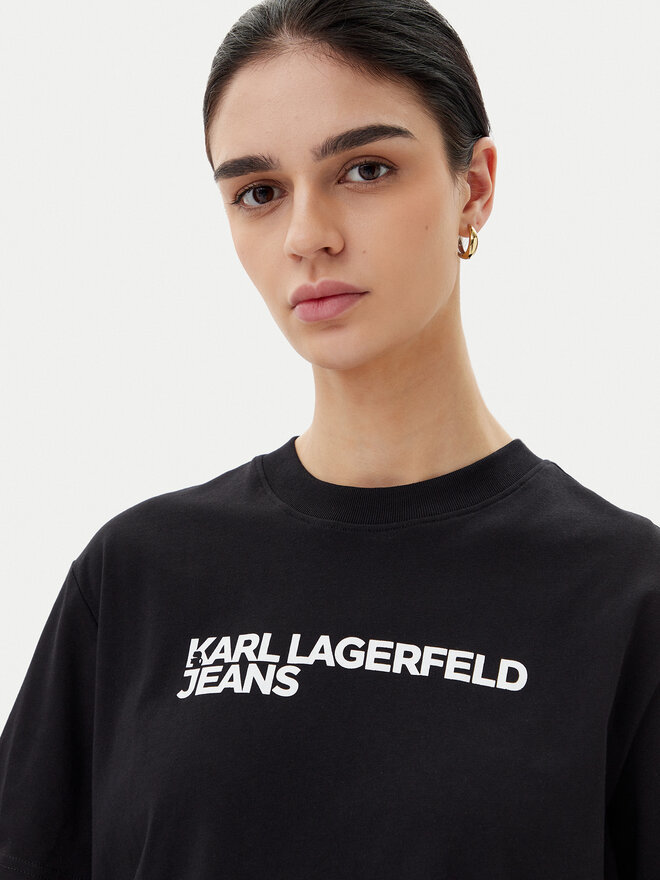 Karl Lagerfeld Jeans Karl Lagerfeld Jeans Marškinėliai A1W17005 Juoda Relaxed Fit