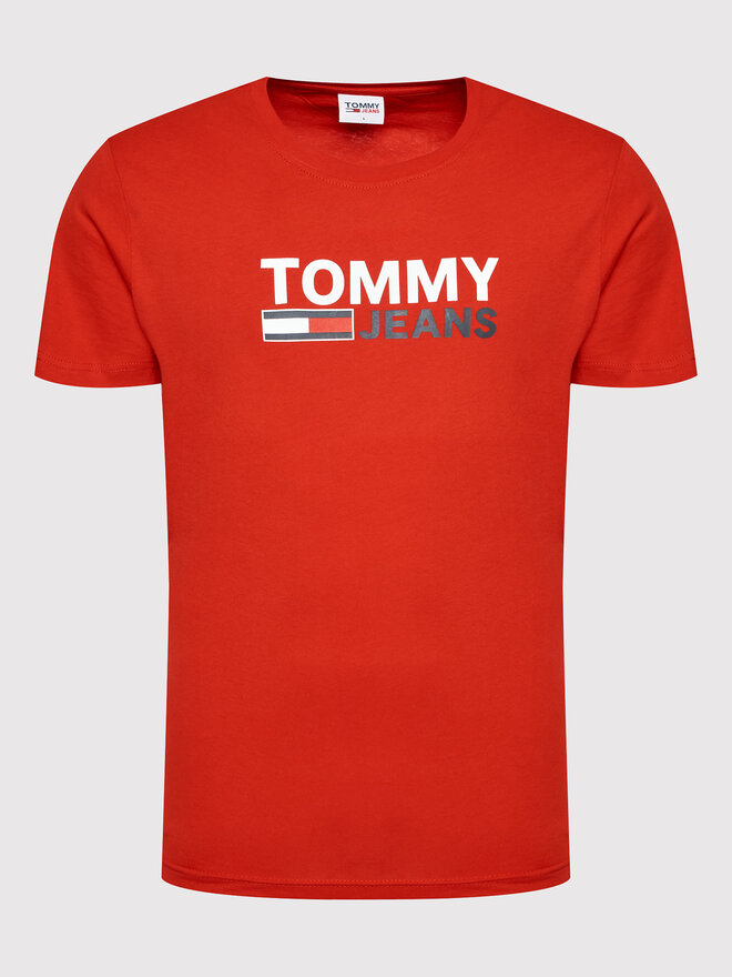 Tommy Jeans Tommy Jeans Marškinėliai Corp Logo DM0DM15379 Raudona Regular Fit