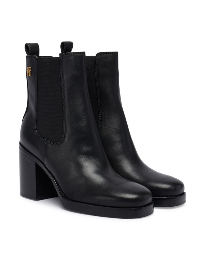 Tommy Hilfiger Stiefeletten Tommy Hilfiger Square Toe Chelsea High Block Hl FW0FW08844 Schwarz