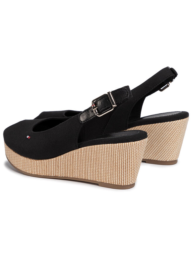 Tommy Hilfiger Εσπαντρίγιες Tommy Hilfiger Iconic Elba Sling Back Wedge FW0FW04788 Μαύρο