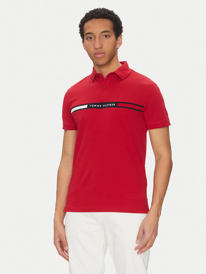 Tommy Hilfiger Tommy Hilfiger Pólóing Chest Insert MW0MW38130 Piros Regular Fit