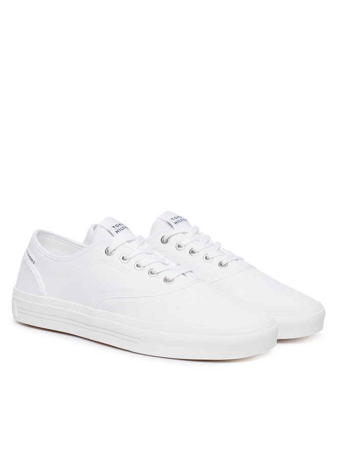 Tommy Hilfiger Sneakers aus Stoff Tommy Hilfiger Th Vulc Cup Long Lace Canvas FM0FM05874 Weiß