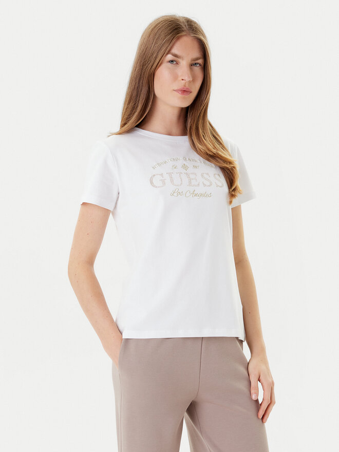 Guess Guess Marškinėliai V5YI13J 1314 Balta Regular Fit