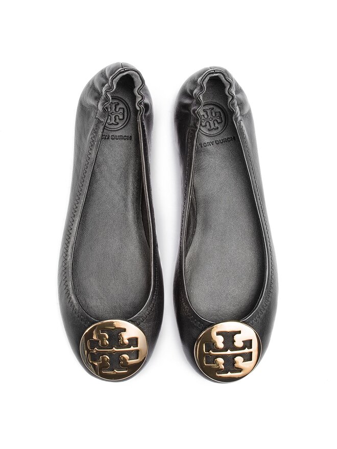 Tory Burch Baleriny Tory Burch Minnie Travel Ballet With Metal Logo 50393 Czarny