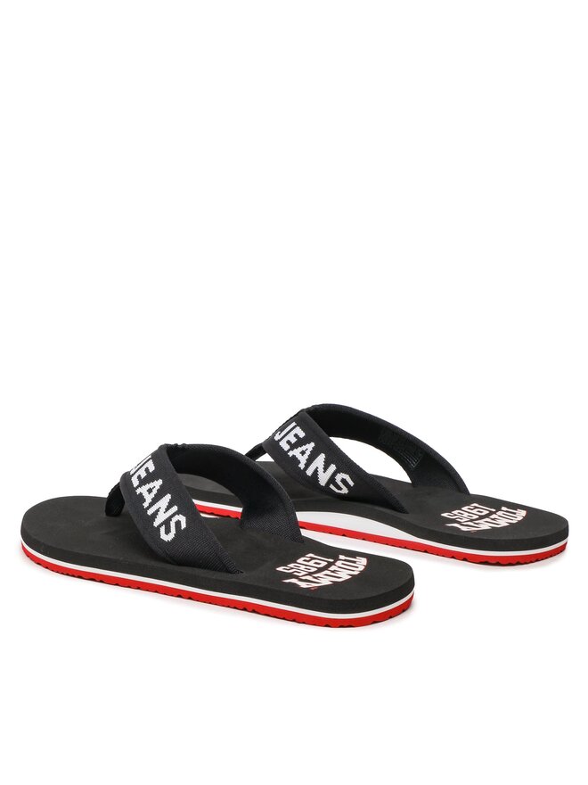 Tommy Jeans Japonki Tommy Jeans Flip Flop Logo Tape EM0EM01147 Czarny