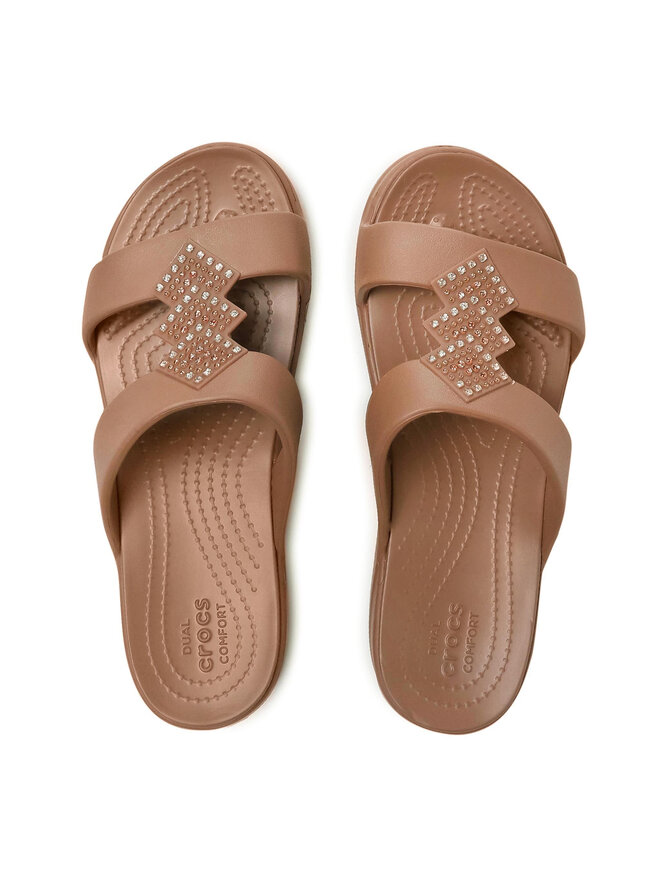 Crocs Шльопанці Crocs Monterey Shimmer Slip-On Wedge 207143 Коричневий