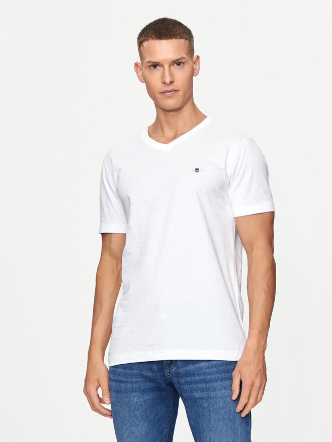 Gant Gant Marškinėliai Shield 2003186 Balta Slim Fit
