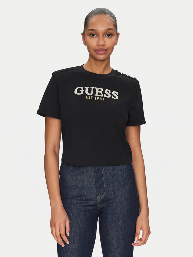 Guess Guess Marškinėliai W5GI15 K8FQ4 Juoda Regular Fit