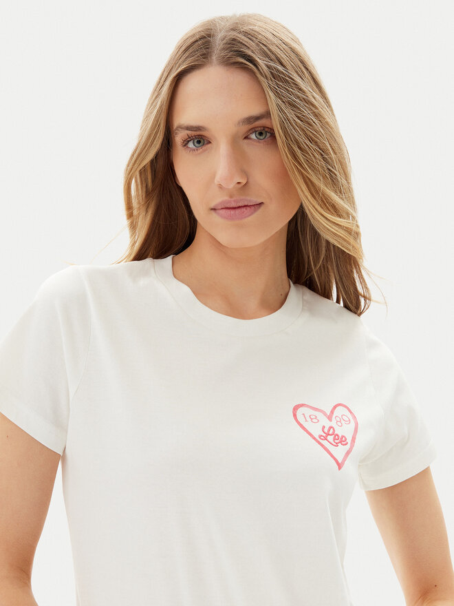 Lee Lee T-Shirt Small Logo 112363635 Weiß Regular Fit
