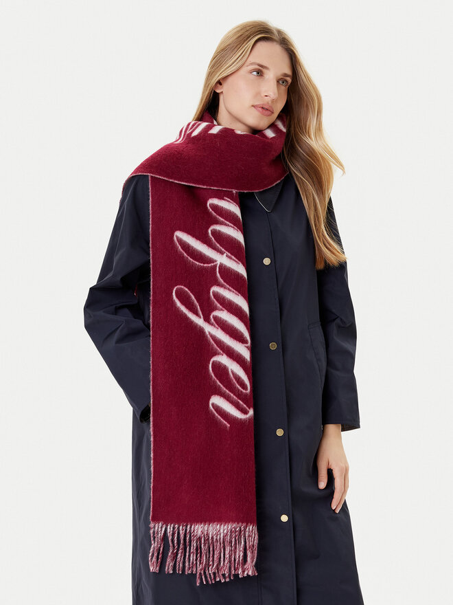 Tommy Hilfiger Šallīte Tommy Hilfiger Script Logo AW0AW17786 Bordo