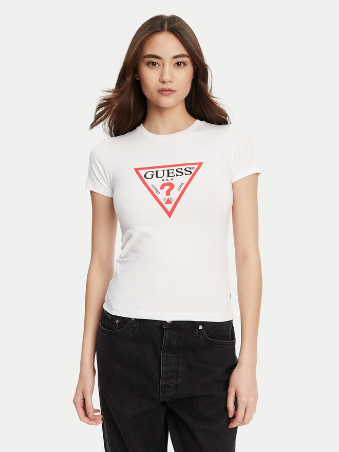 Guess Jeans Guess Jeans Marškinėliai W4YI04 J1314 Balta Regular Fit