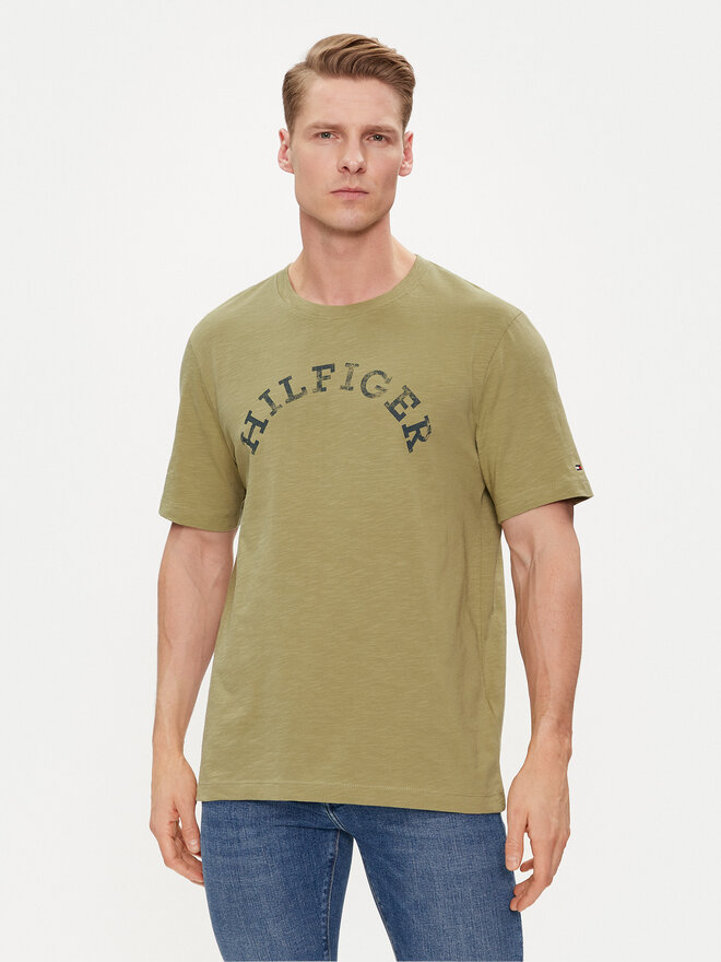 Tommy Hilfiger Tommy Hilfiger Camiseta Arched MW0MW34432 Verde Regular Fit