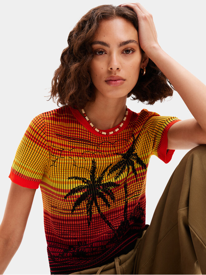 Desigual Desigual Póló Dubai 24SWTK87 Narancssárga Regular Fit