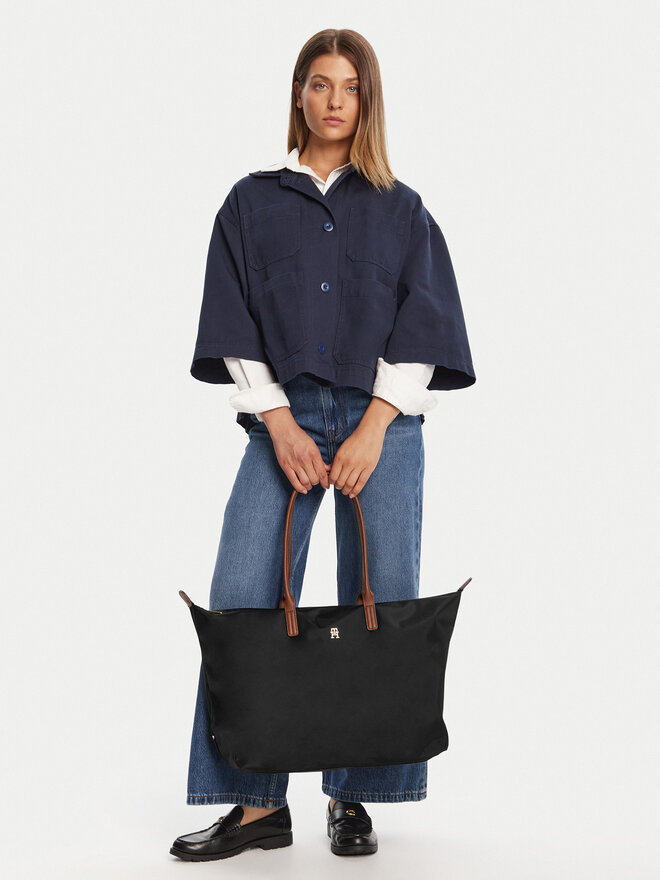 Tommy Hilfiger Handtasche Tommy Hilfiger Popette Maxi Tote AW0AW17996 Schwarz