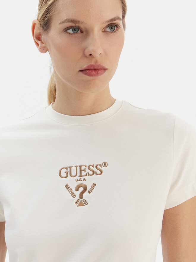 Guess Guess Футболка V4YI21 KCDH1 Écru Regular Fit