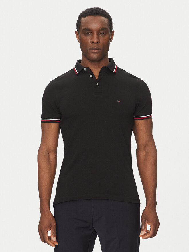Tommy Hilfiger Tommy Hilfiger Polo marškinėliai Tipped MW0MW37346 Juoda Slim Fit