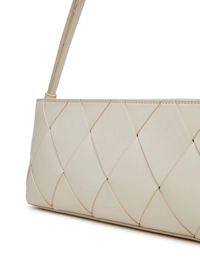 Calvin Klein Handtasche Calvin Klein Ck Woven Elongated Shoulder Bag K60K612992 Weiß