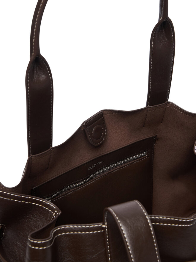 Calvin Klein Handtasche Calvin Klein Buckle Medium Work Tote LV04F3549G Braun