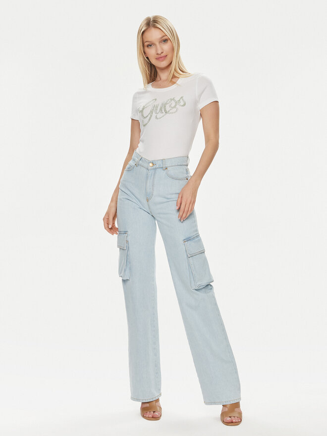 Guess Guess Marškinėliai W4GI30 J1314 Balta Slim Fit