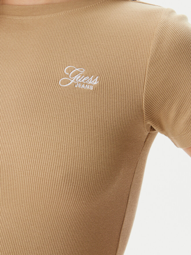 Guess Guess Marškinėliai W5GP62 KA0H1 Smėlio Regular Fit