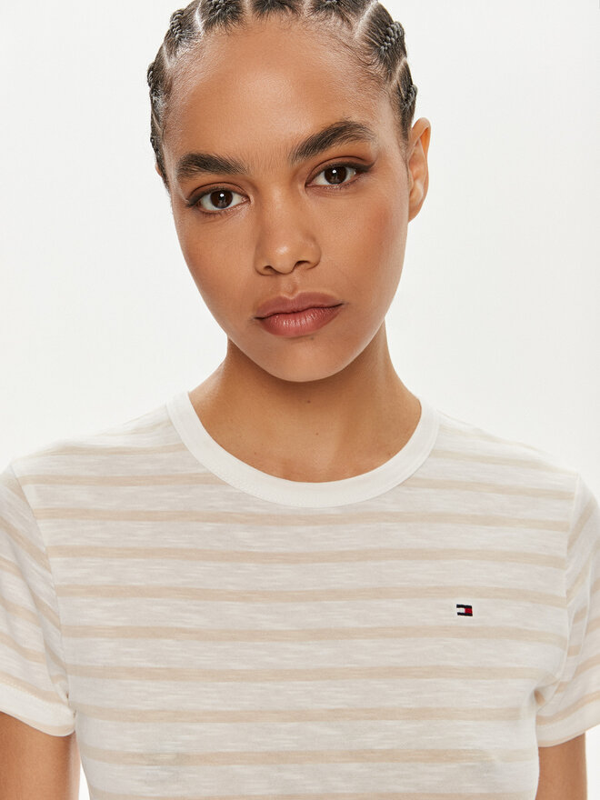 Tommy Hilfiger Tommy Hilfiger Majica 1985 WW0WW37857 Bež Slim Fit