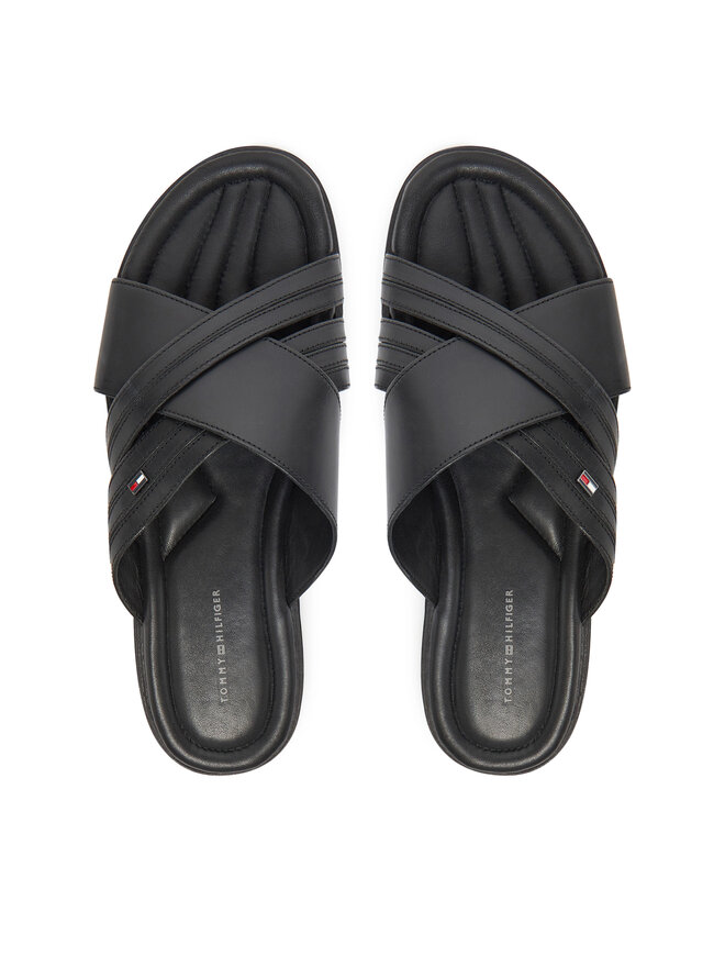 Tommy Hilfiger Чехли Tommy Hilfiger Premium Hilfiger Cc Lth Sandal FM0FM05504 Черен