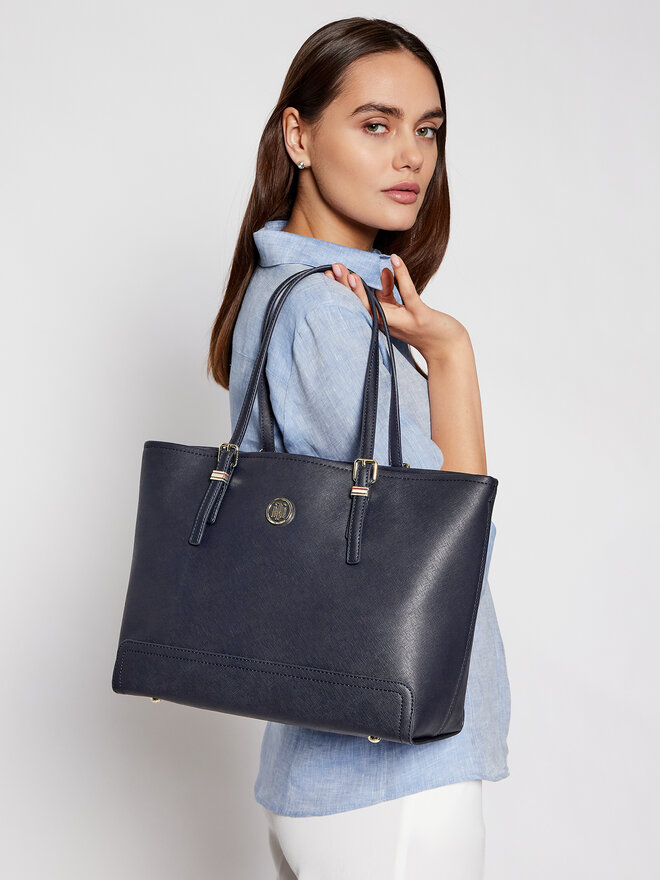Handtasche Tommy Hilfiger Honey Med Tote AW0AW04547 Dunkelblau eschuhe