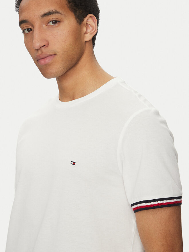 Tommy Hilfiger Tommy Hilfiger Camiseta Global Stripe MW0MW38630 Blanco Regular Fit