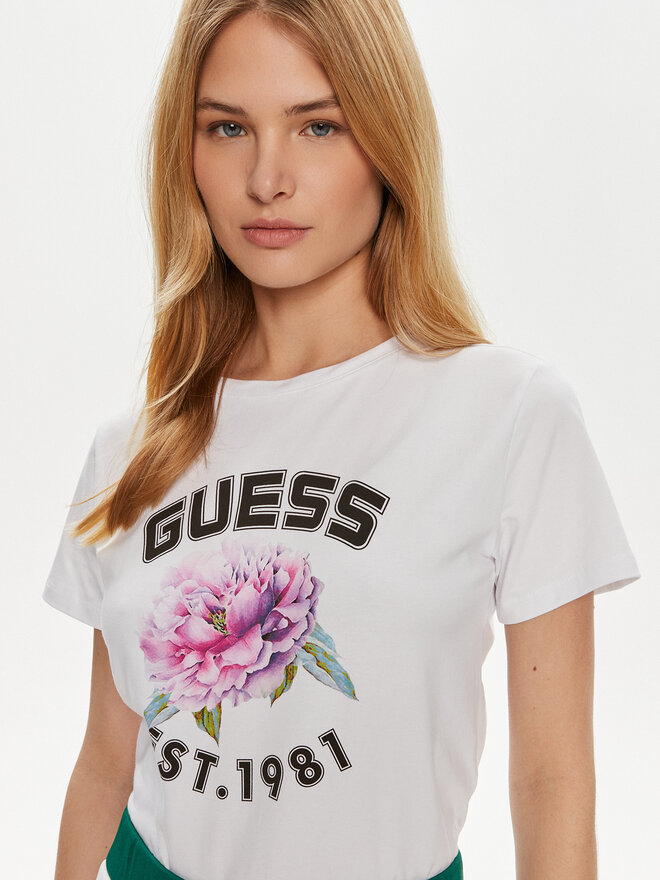Guess Guess Camiseta Peony V4YI15 J1314 Blanco Regular Fit