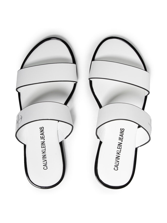 Calvin Klein Jeans Pantoletten Calvin Klein Jeans Flat Sandal Twostraps Lth YW0YW00026 Weiß