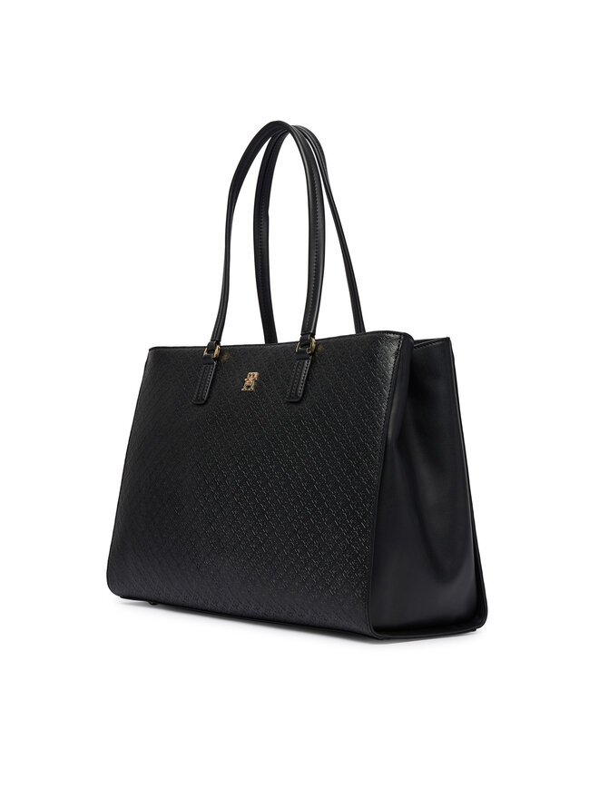 Tommy Hilfiger Handtasche Tommy Hilfiger Th Daily Tote Mono AW0AW18417 Schwarz