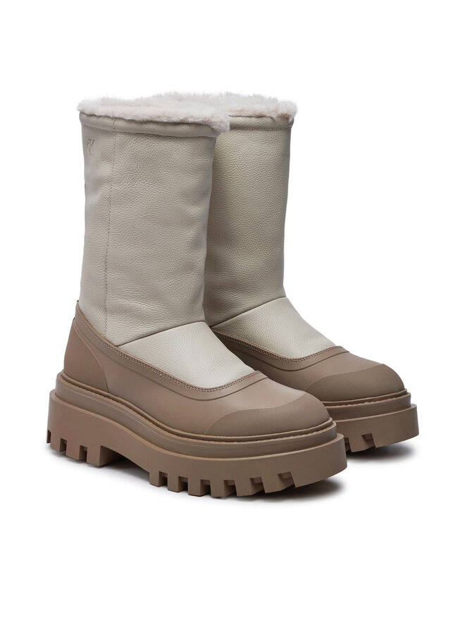 Calvin Klein Jeans Sněhule Calvin Klein Jeans Flatform Chelsea Boot Padded YW0YW01558 Béžová