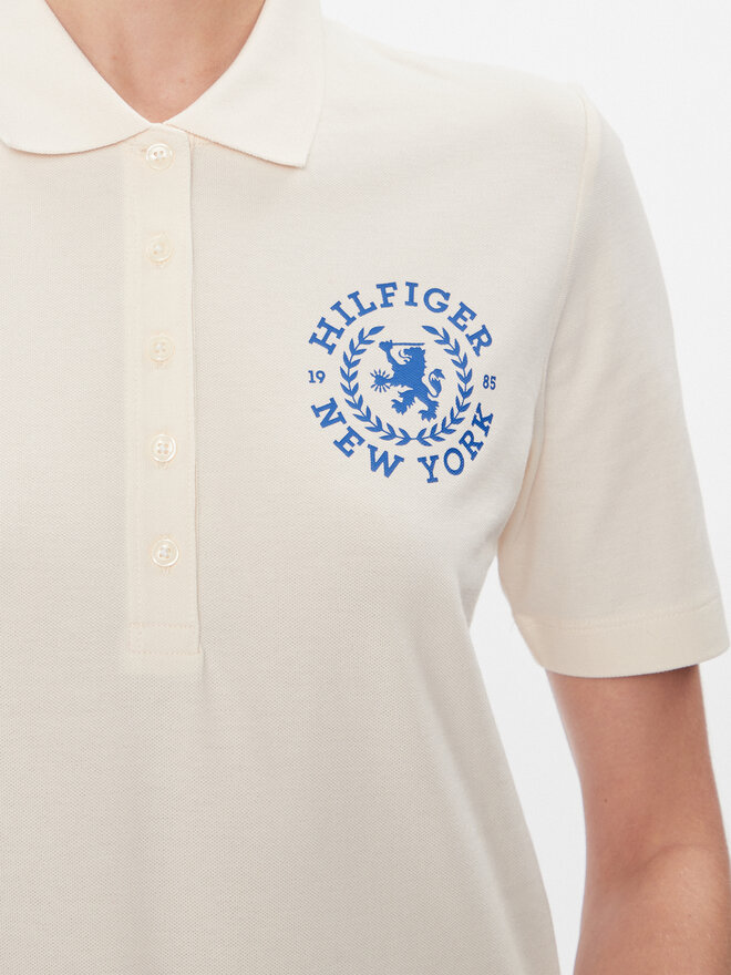 Tommy Hilfiger Tommy Hilfiger Polo marškinėliai Reg Crest Emb Polo Ss WW0WW41061 Écru Regular Fit