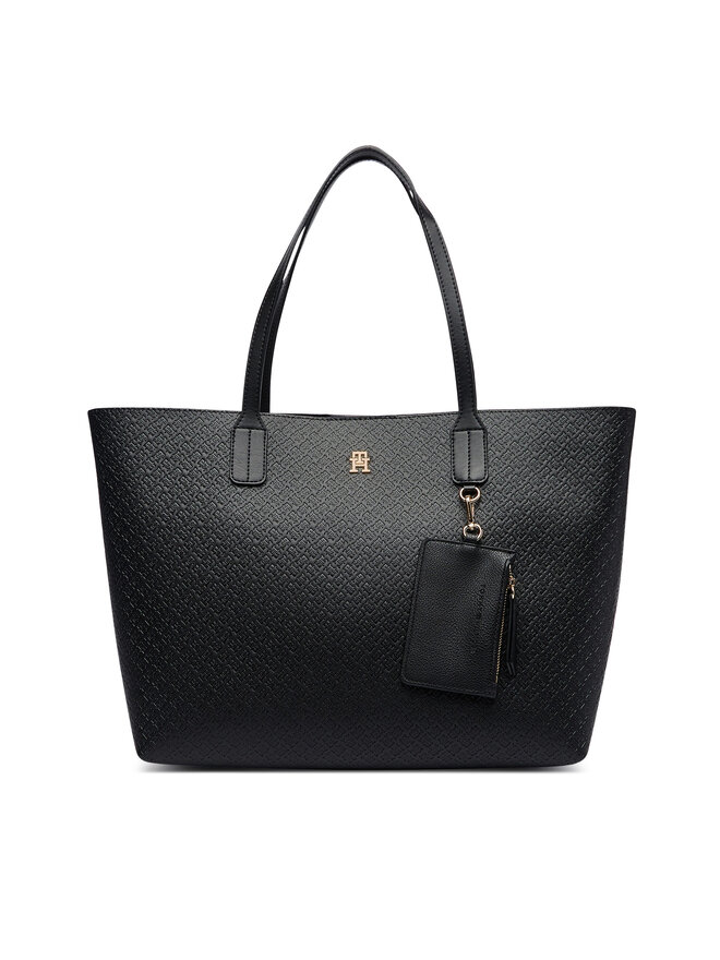 Tommy Hilfiger Handtasche Tommy Hilfiger Th Icon Tote Mono AW0AW19004 Schwarz