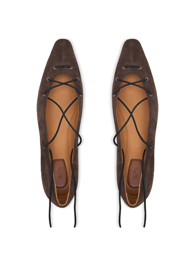 Polo Ralph Lauren Ballerinas Polo Ralph Lauren Suede Lace-Up Pointed Ballet Flat 818P15775001 Braun