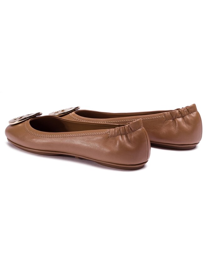 Tory Burch Baleríny Tory Burch Minnie Travel Ballet With Metal Logo 50393 Hnedá