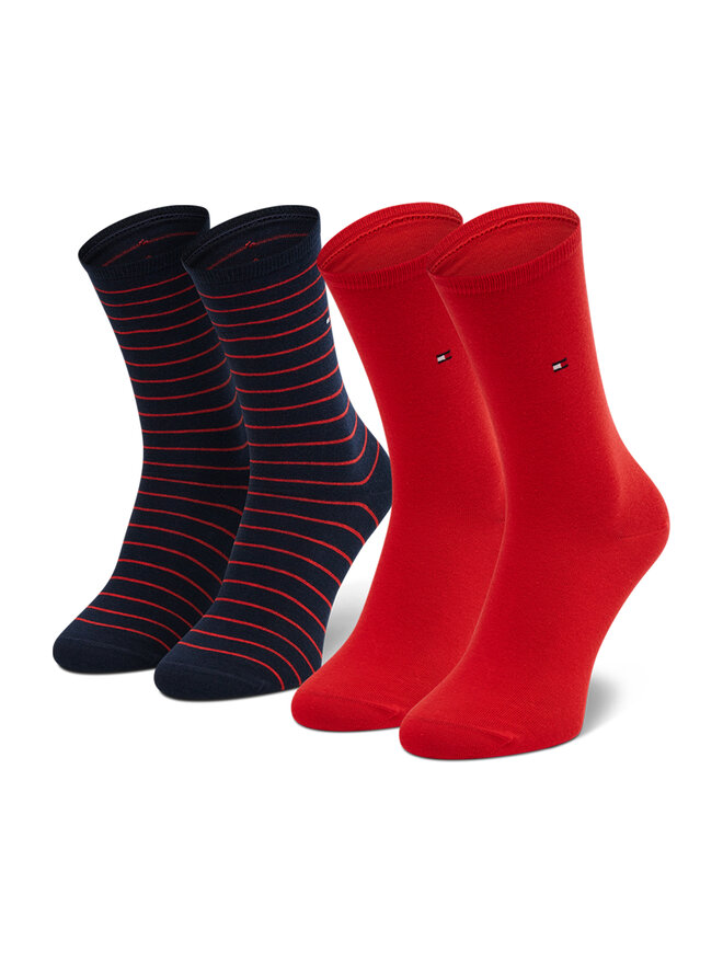 Tommy Hilfiger Set od 2 para ženskih visokih čarapa Tommy Hilfiger 100001494 Tamnoplava